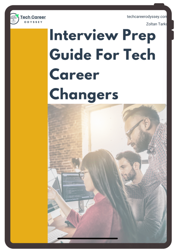Cover image of the free eBook “Interview Prep Guide for Tech Career Changers” by Zoltán Tarkó